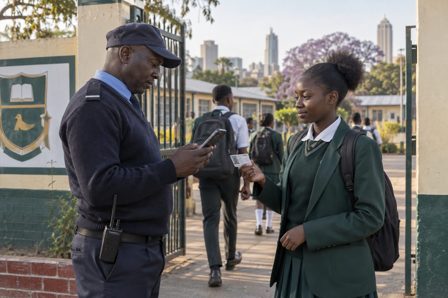 Zimbabwean school gate attendance verification using a student ID and mobile phone